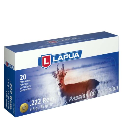 LAPUA .222 Rem patruuna, E539 3,6 g / 55 gr. Soft Point 20 KPL /RASIA