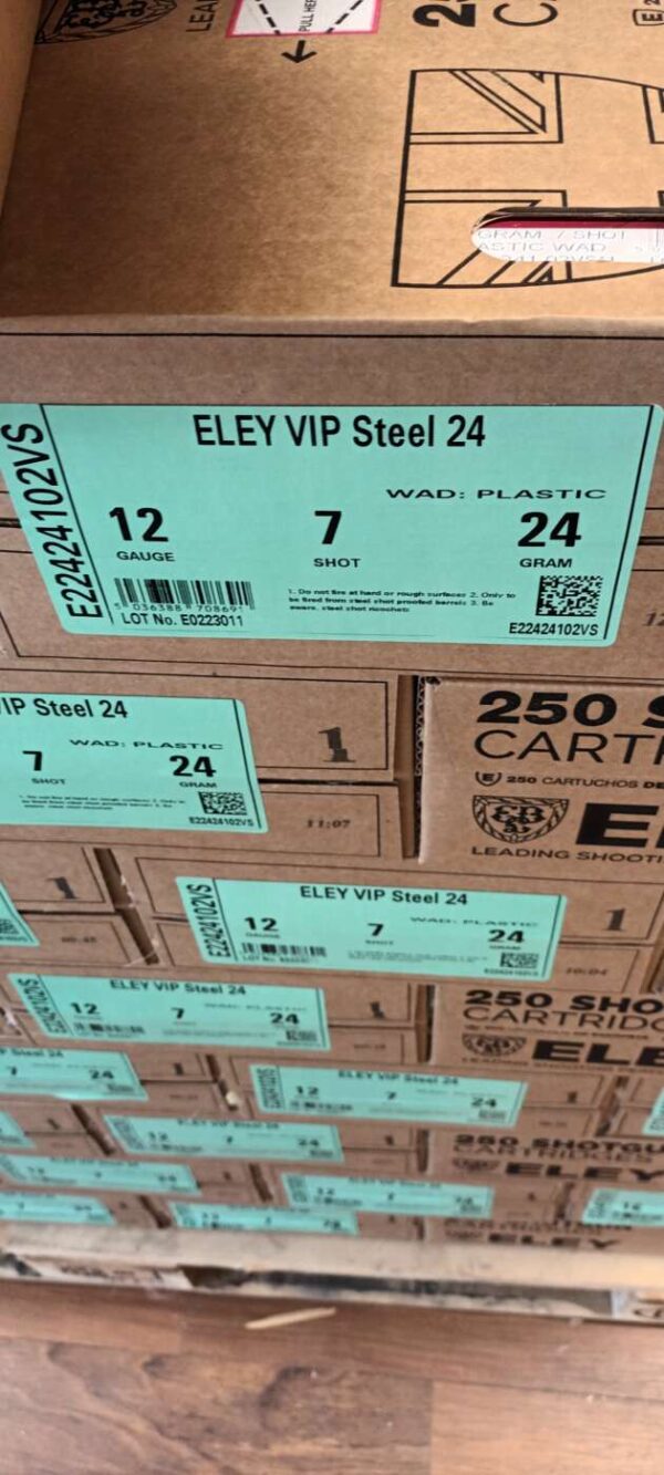 Eley VIP Steel 12/70 24g trap patruuna 250kpl loota VAIN NOUTOMYYNTI!! | eley