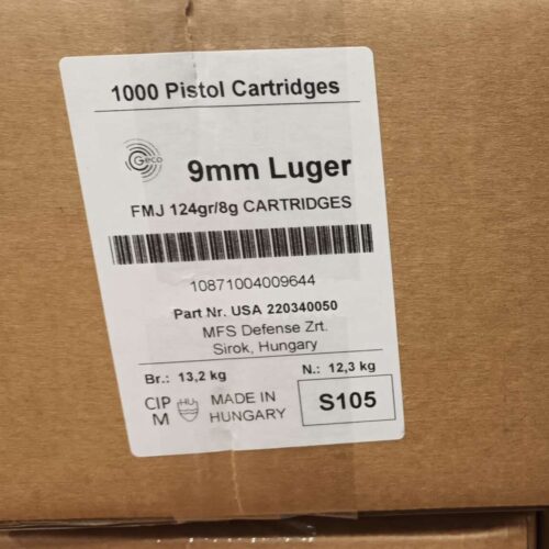 Geco 9mm FMJ 8,0g 1000kpl