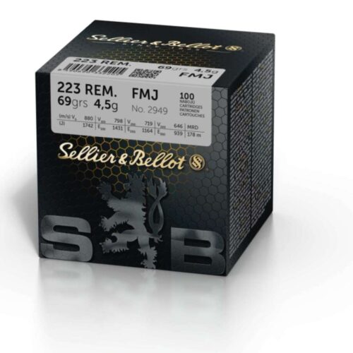 Sellier & Bellot .223Rem, 4,5g / 69grs FMJ kiväärinpatruuna